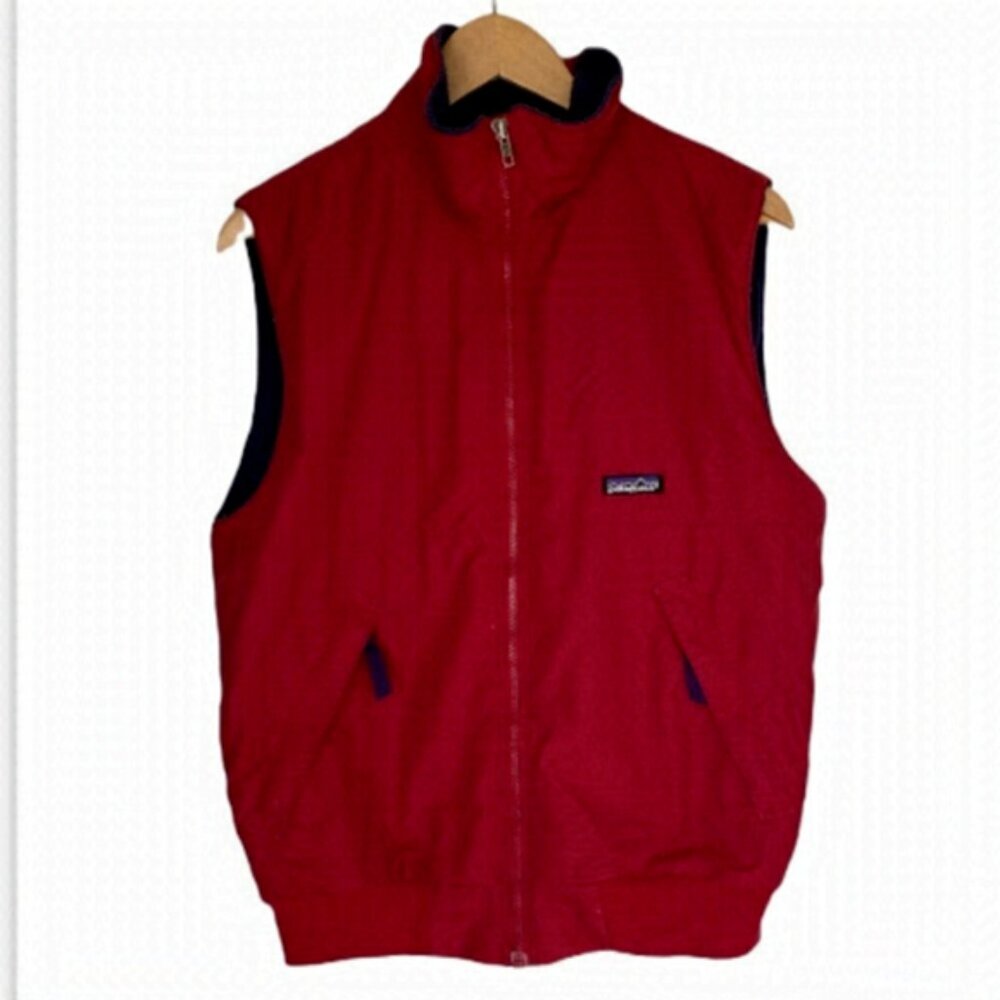 PATAGONIA Red Full Zip Vest with Fleece Lining Made in USA Womens size Small